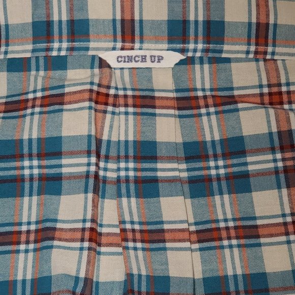 Cinch LS Button Down Shirt,  Size XL Miller Style M-107840, Teal/CreamPlai - Picture 3 of 8